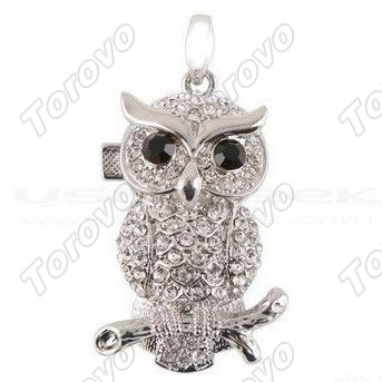 生動高貴水晶貓頭鷹珠寶U盤